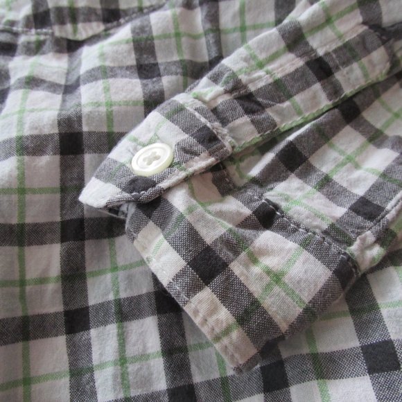 Cherokee Button Front Shirt Boys 4T Black White Plaid Long Sleeve Collared‎ Top - Picture 2 of 4